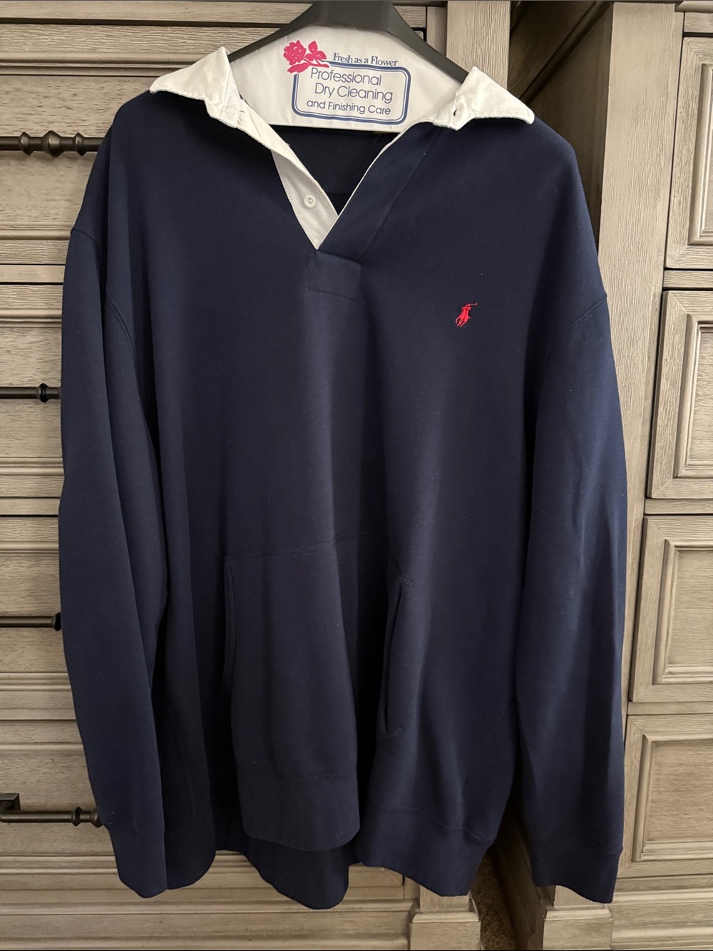 Ralph Lauren Navy Rugby Pullover with White Contrast Collar